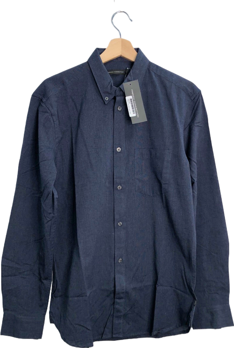 French Connection Marine Mid Blue Brushed Long Sleeve Shirt UK Size M