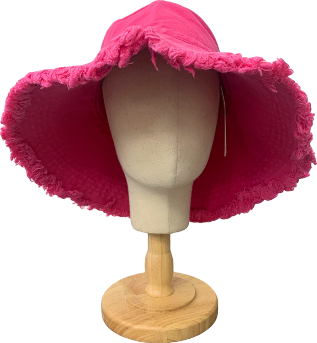 Anthropologie Pink Frayed Edge Bucket Hat One Size
