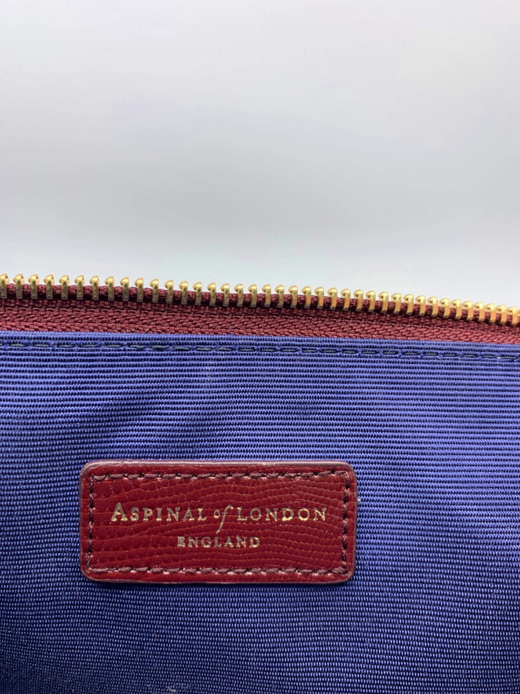 Aspinal of London Burgundy Lizard-Print Leather Large Cosmetic Case