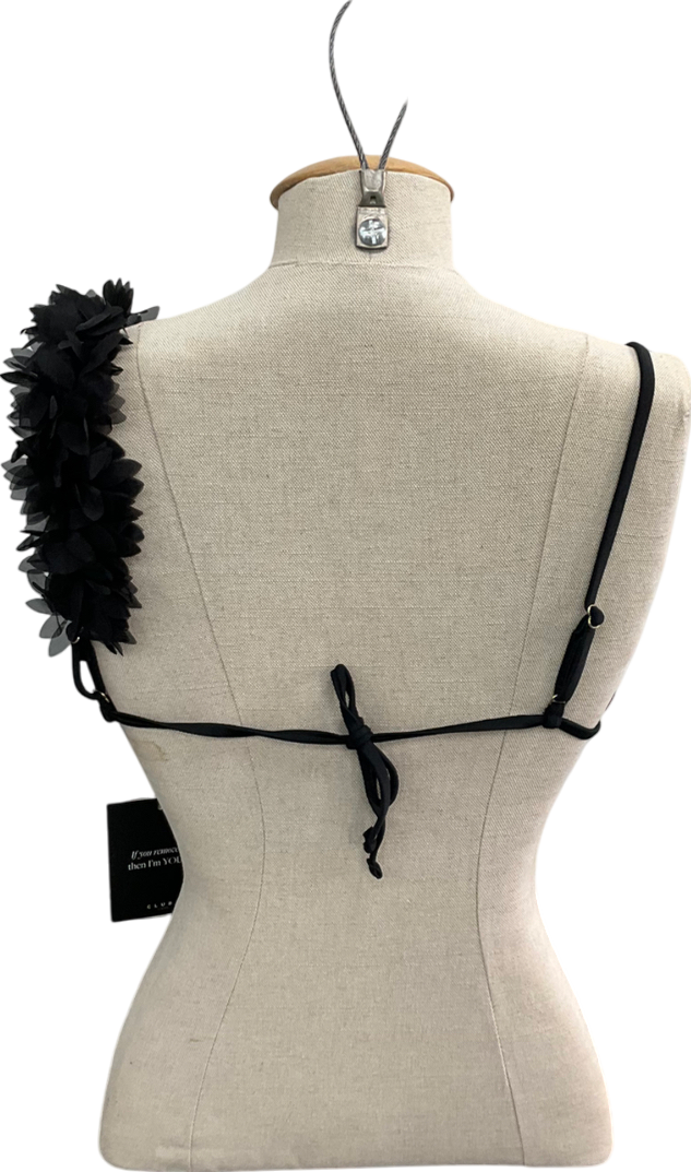 Club L Black Cassia Triangle Flower Trimmed Bikini Top UK 8