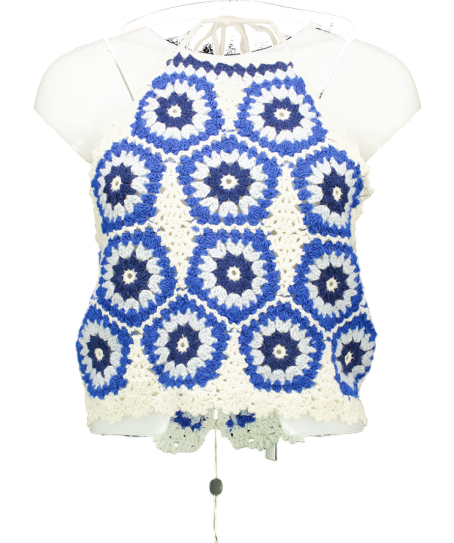 Sea New York Blue Hayden Crochet Halter Neck Tank UK M