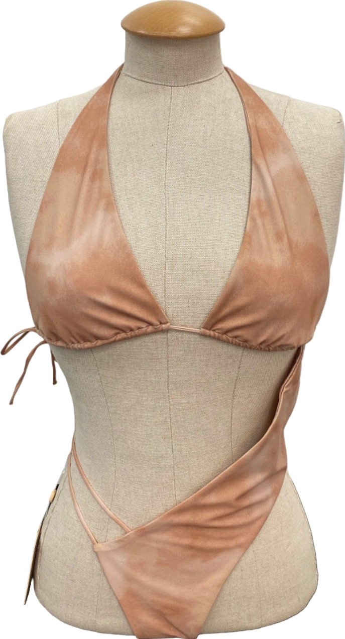Neena Light Brown Asymmetrical Halterneck Bikini UK S