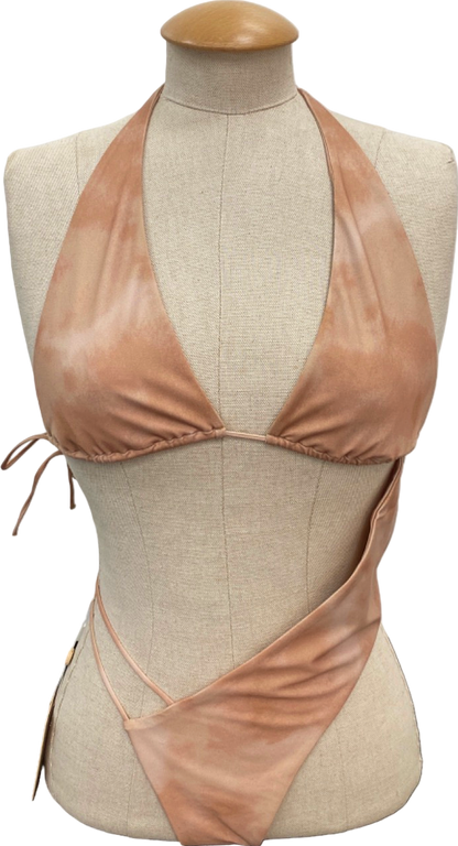 Neena Light Brown Asymmetrical Halterneck Bikini UK S