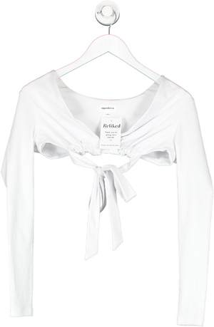 Superdown White Tie Back Crop Top UK XXS