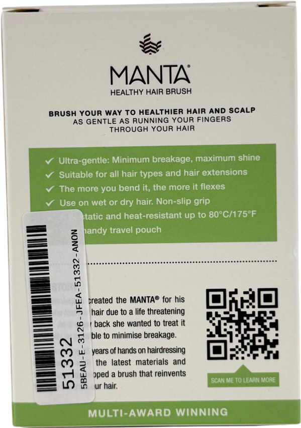 MANTA Fine Or Fragile Hair & Sensitive Scalps Ultra Gentle Detangling Green One size