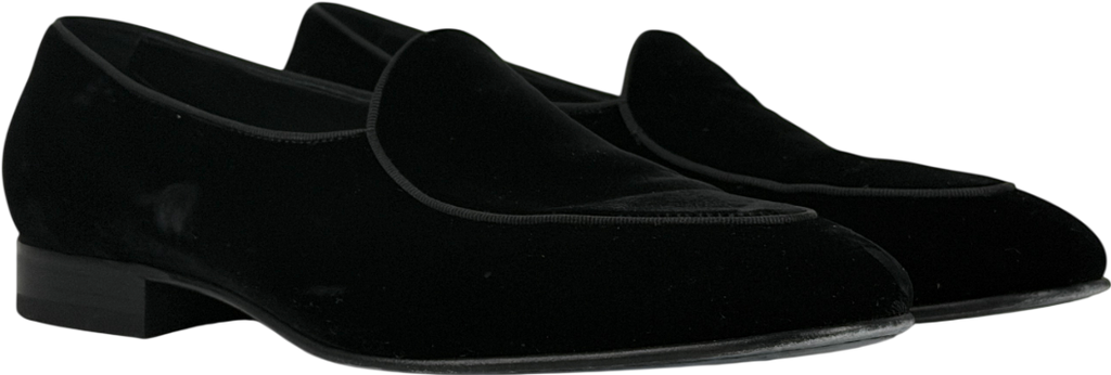 SUITSUPPLY Black Tuxedo Slip-on Cotton Velvet Loafer UK 10 EU 44 👞