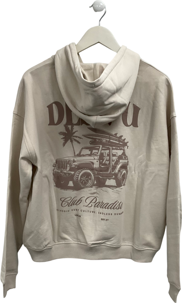 Des Vu Beige Club Paradiso Zip Through Hoodie UK S