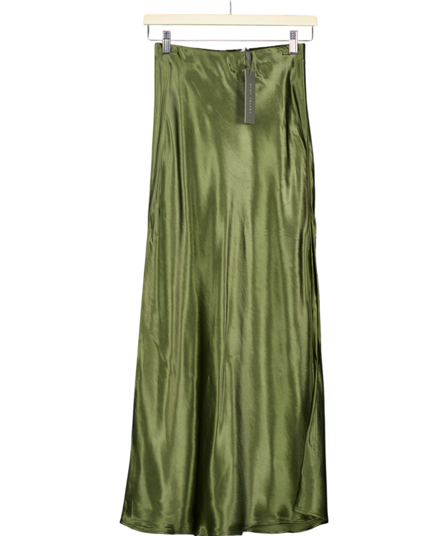 Mint Velvet Green Satin Maxi Slip Skirt UK XS