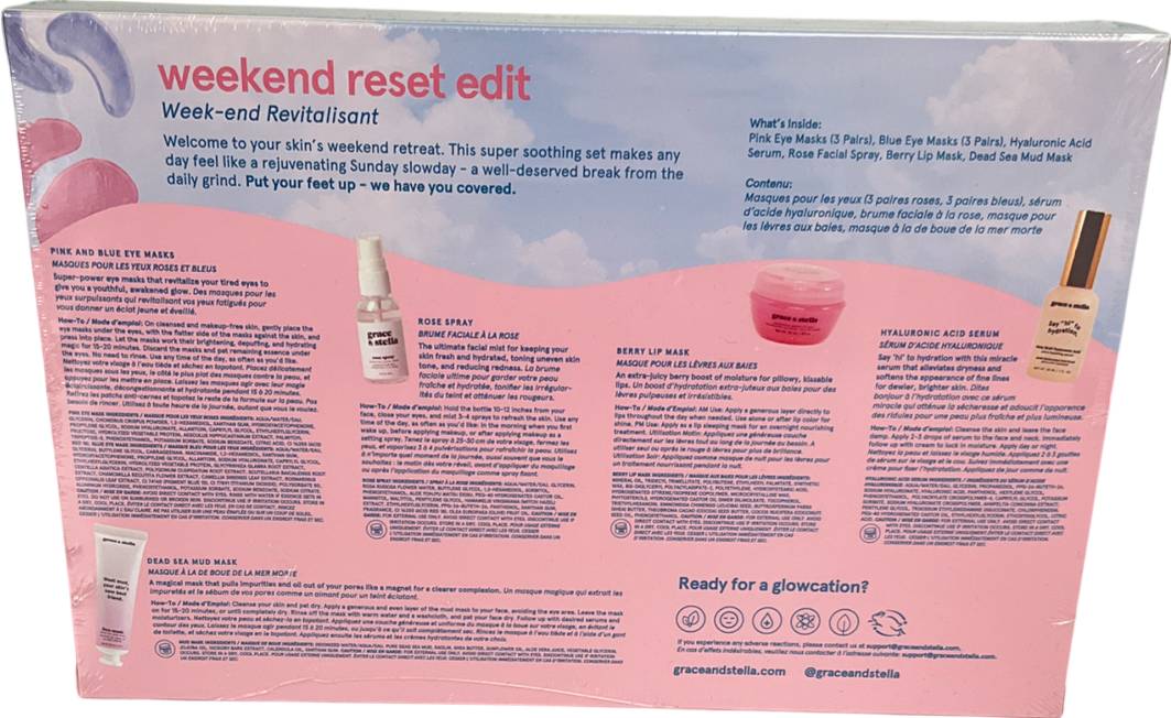 Grace & Stella Weekend Reset Beauty Gift Set 6 X 6G / 3 X 30ml / 1 X 20ml