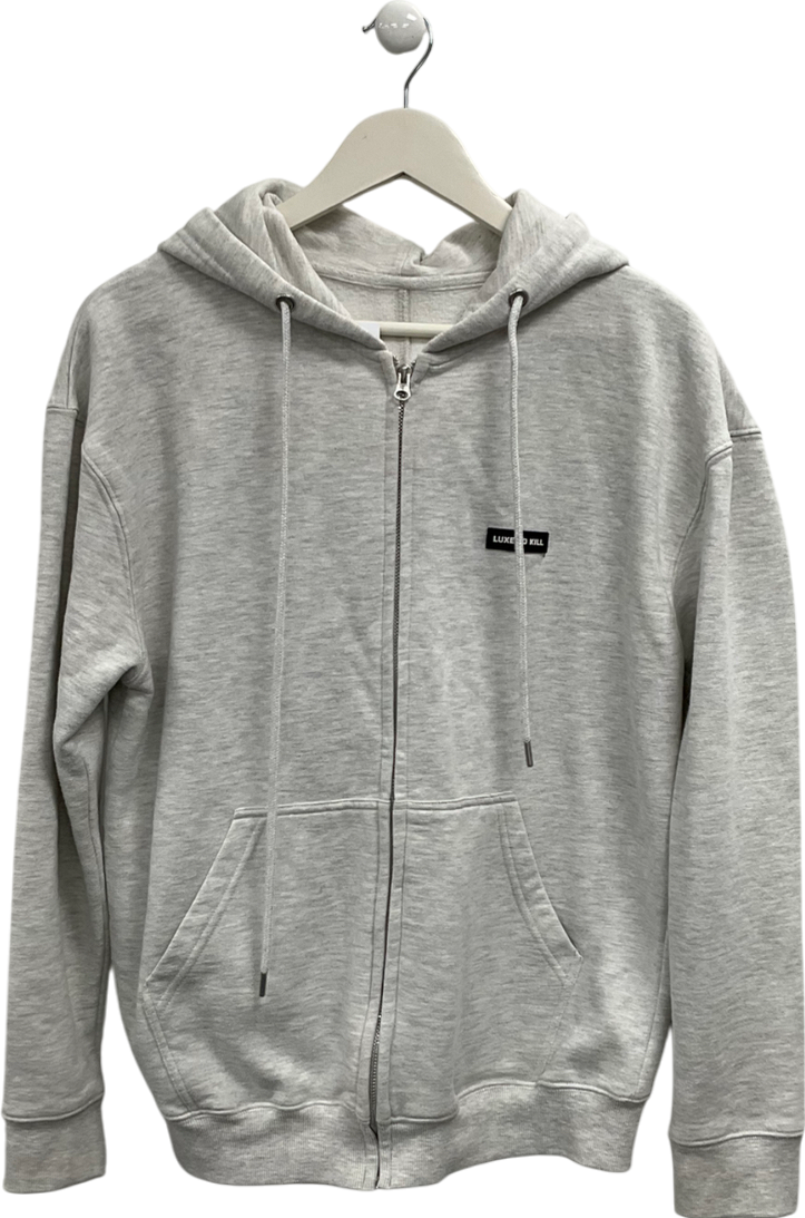 luxe to kill Grey Zip Through Hoodie UK M