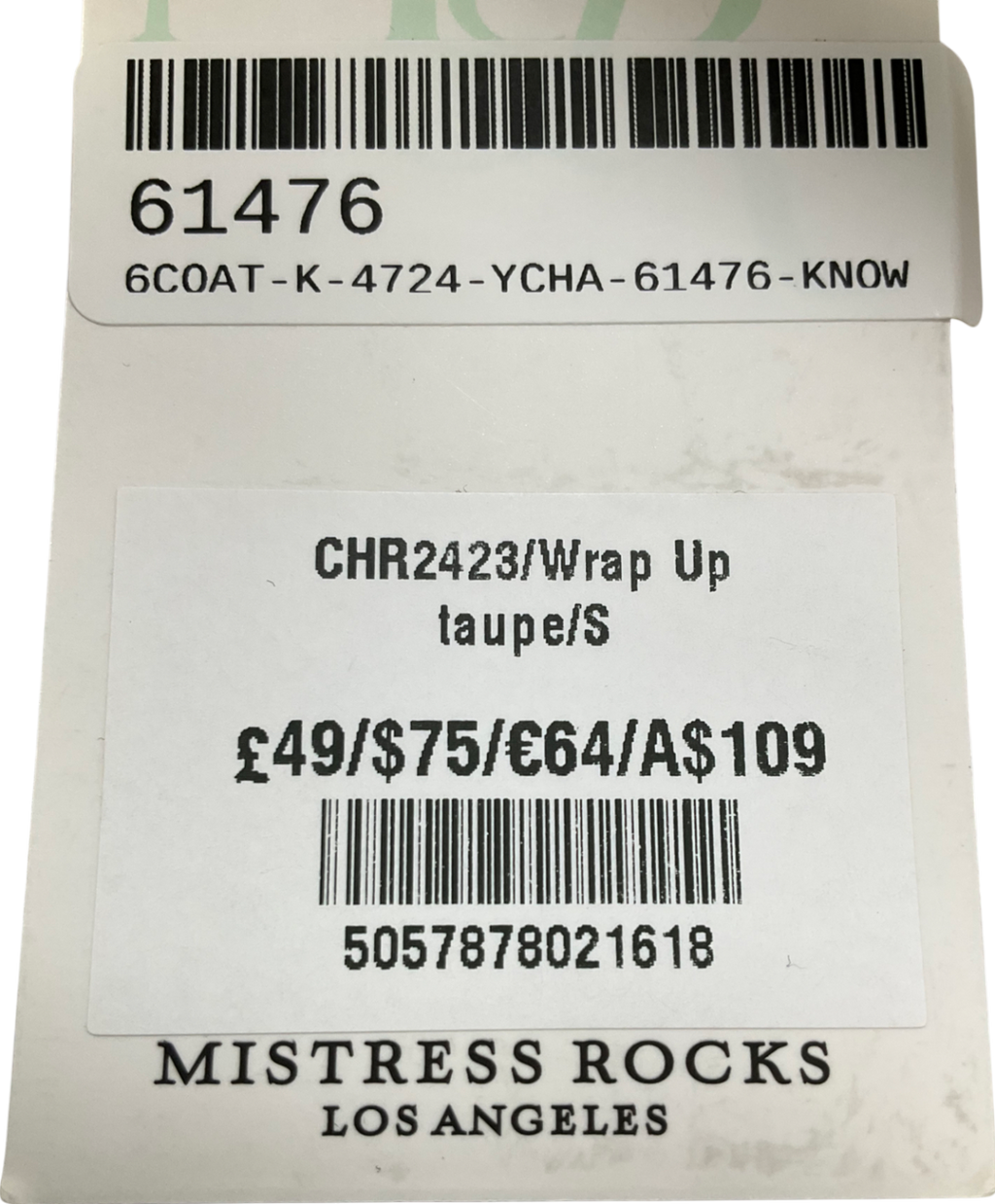 Mistress Rocks Beige Wrap Jacket In Taupe UK S