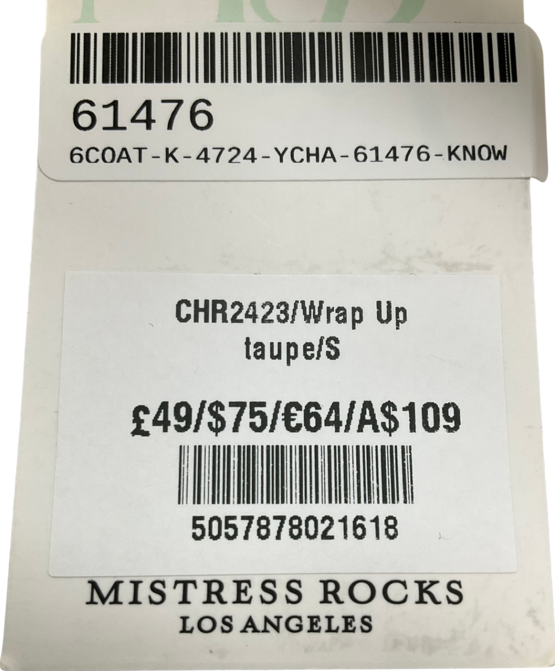 Mistress Rocks Beige Wrap Jacket In Taupe UK S