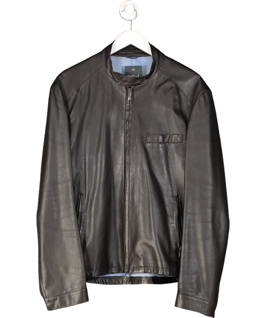 Ozwald Boateng Black Bespoke Couture Leather Jacket UK XL