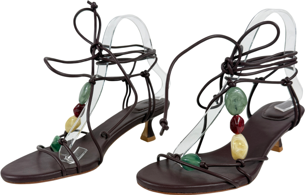 H&M Brown Kitten-heeled Strappy Sandals UK 5 EU 38