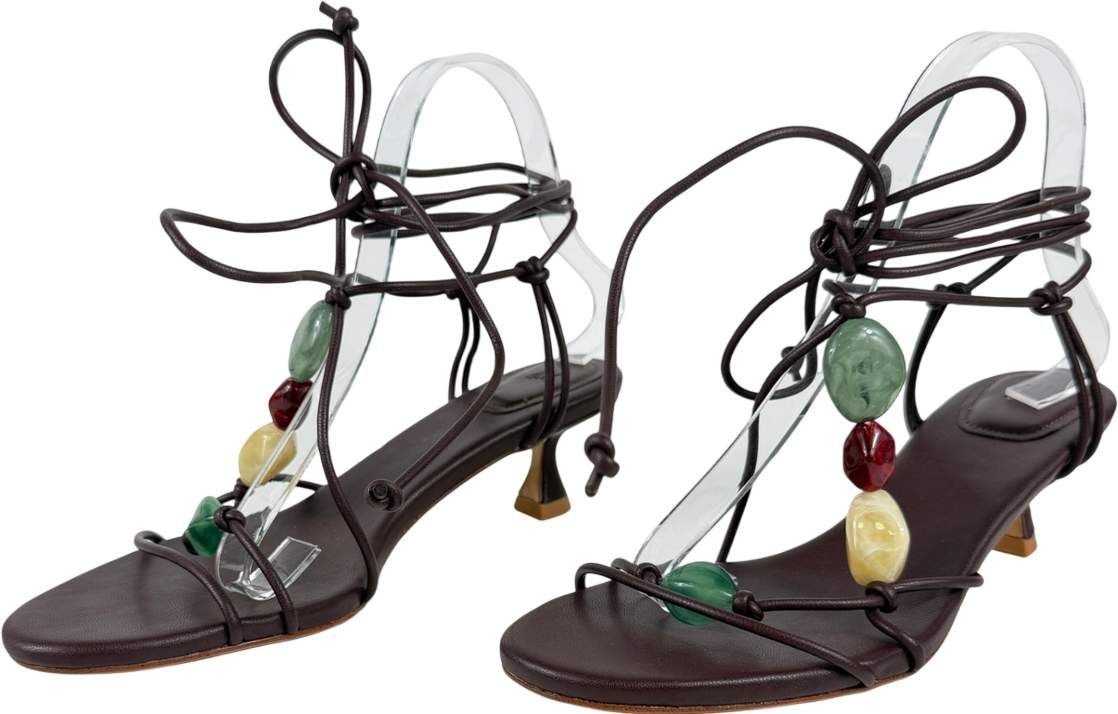 H&M Brown Kitten-heeled Strappy Sandals UK 5 EU 38