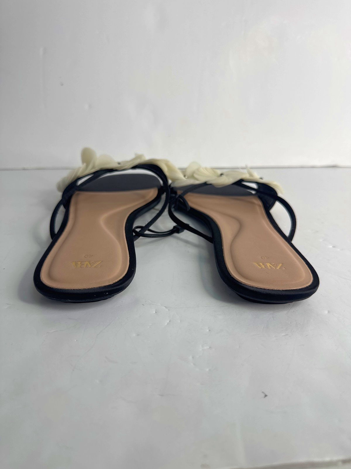ZARA Black Floral Embellished Sandals UK 7