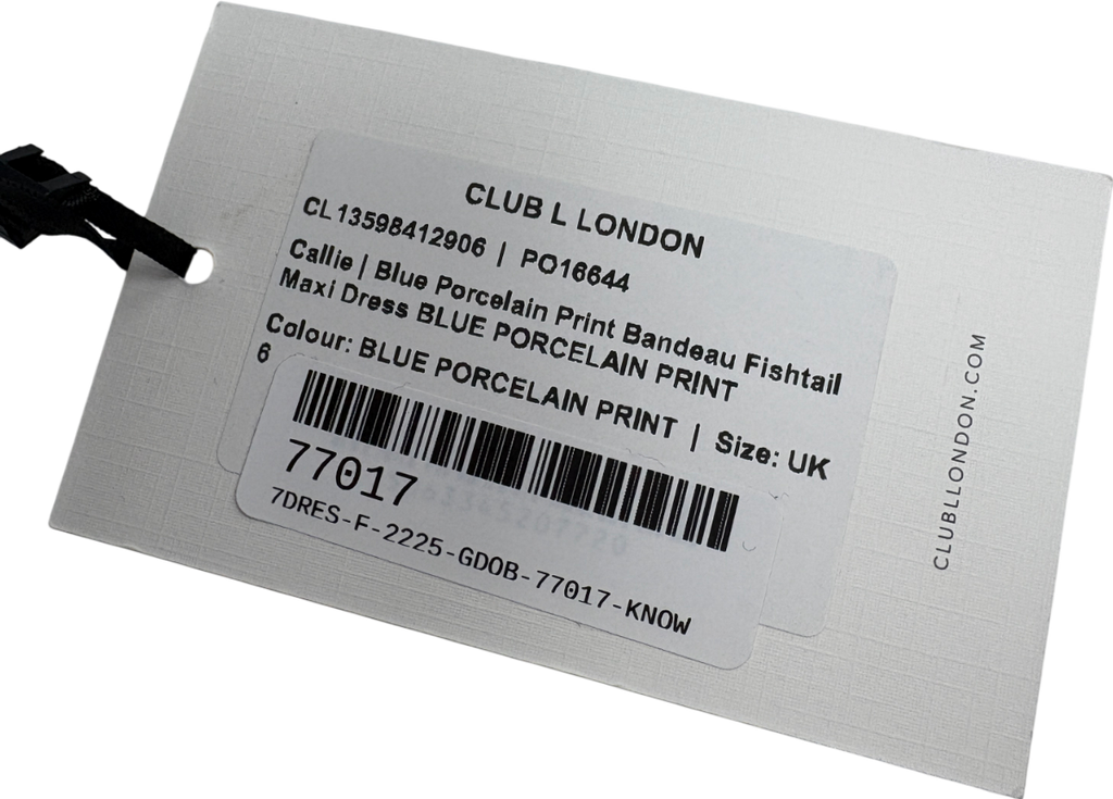 Club L White Callie Porcelain Print Bandeau Fishtail Maxi Dress UK 6