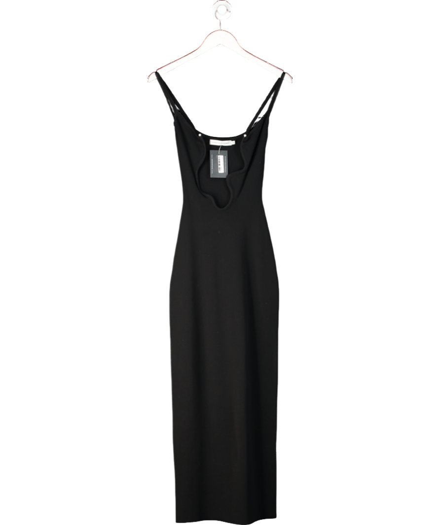 Christopher Esber Black Salacia Plunge Maxi Dress With Pearl Details UK XS