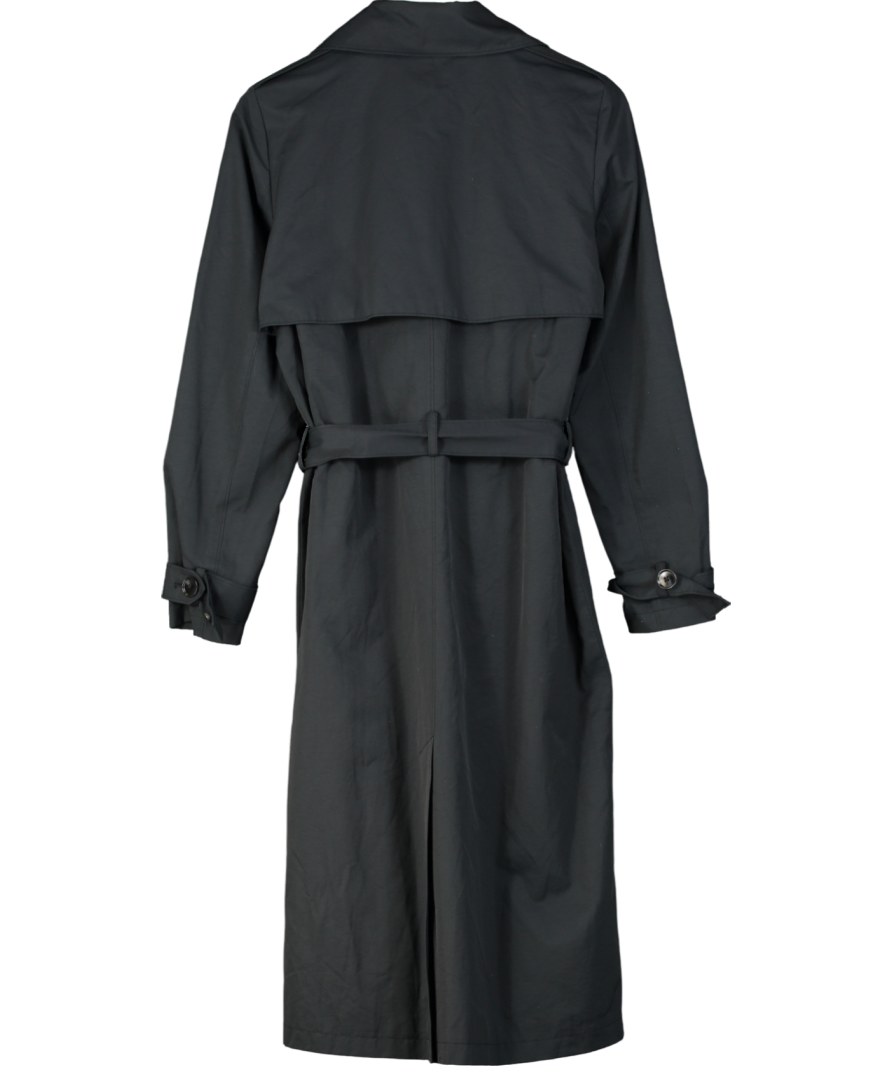 The Drop Black Long Trench Windproof Coat With Belt Long Sleeve UK XS