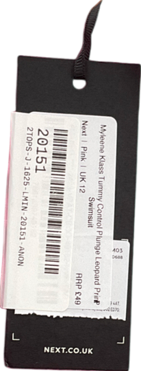 Next x Myleene Klass Pink Tummy Control Plunge Leopard Print Swim Suit UK 12