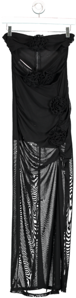 SHEIN Black Mesh Corsage Cut Out Maxi Dress UK M