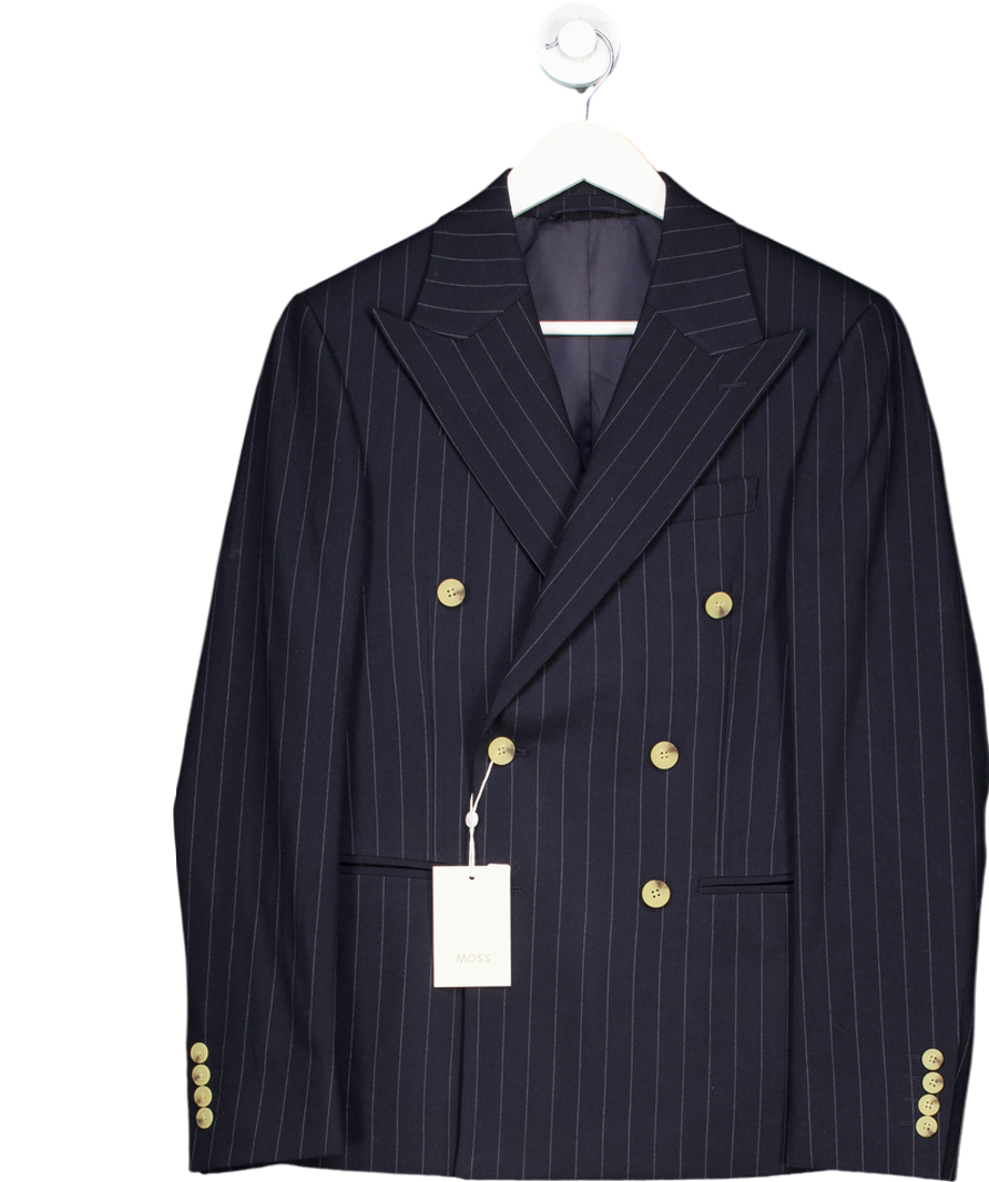 Moss Blue Slim Fit Navy Stripe Suit UK 36" CHEST