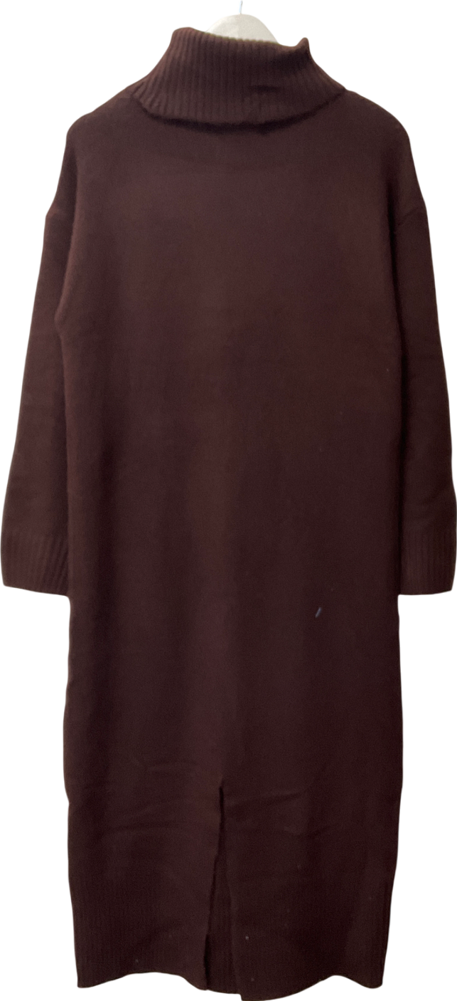 New Look Brown Burgundy Roll Neck Midi Jumper Dress UK S