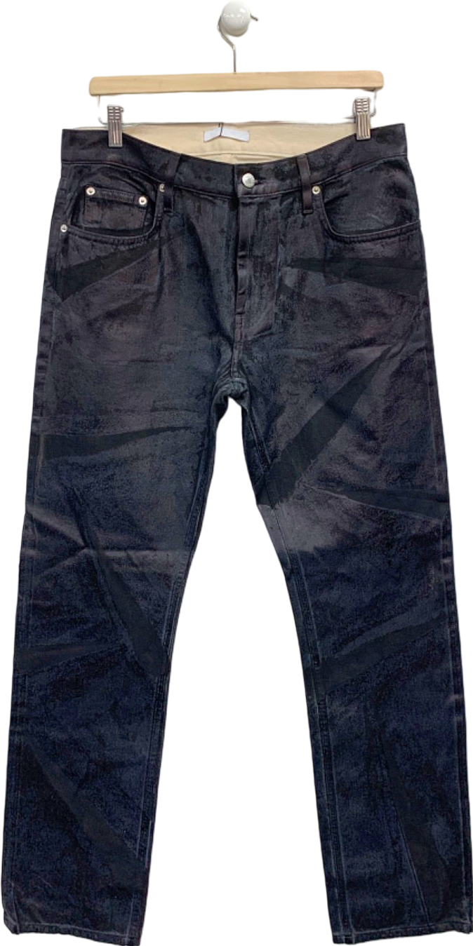 Helmut Lang Black Distress Metal Crash Foil Low Rise ST Jeans W32