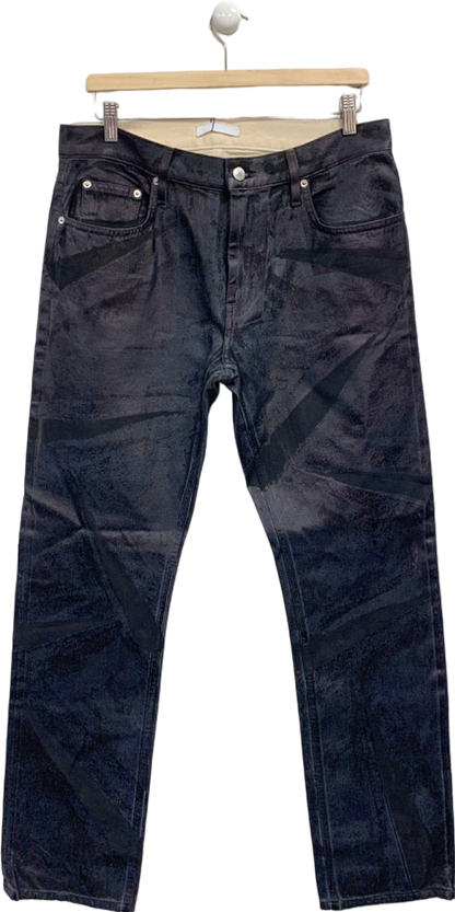 Helmut Lang Black Distress Metal Crash Foil Low Rise ST Jeans W32