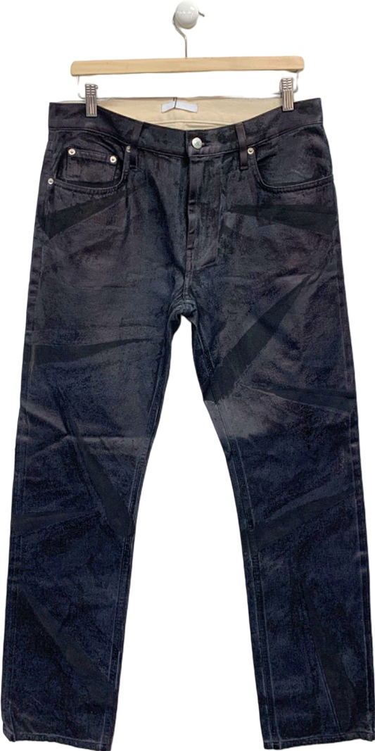 Helmut Lang Black Distress Metal Crash Foil Low Rise ST Jeans W32