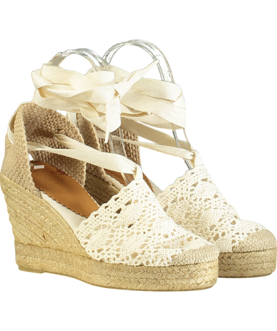 Penelope Chilvers Cream High Valenciana Lace Espadrille UK 3 EU 36 👠