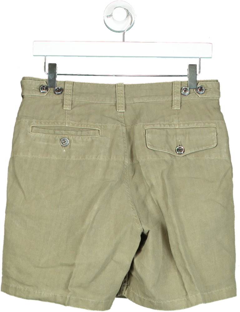 Drake's Olive Green Linen Shorts UK W30