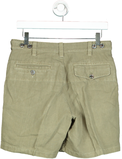 Drake's Olive Green Linen Shorts UK W30