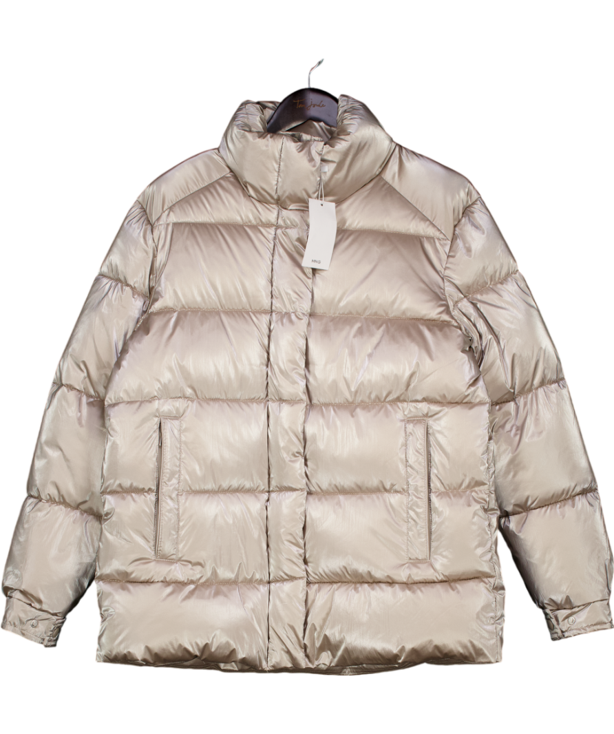 MANGO Champagne Water-repellent quilted coat UK L
