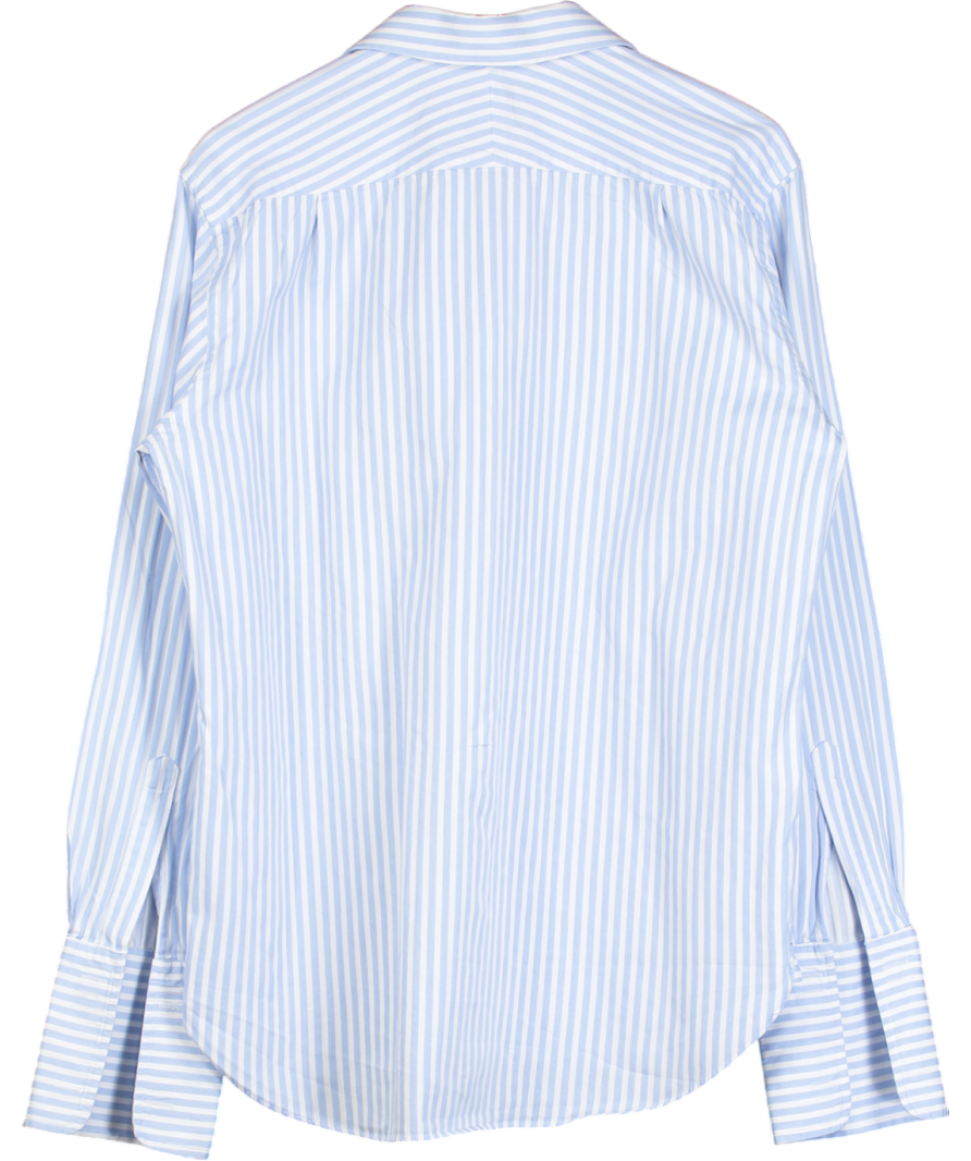 M&S Blue Regular Fit Luxury Cotton Striped Shirt UK 42" CHEST