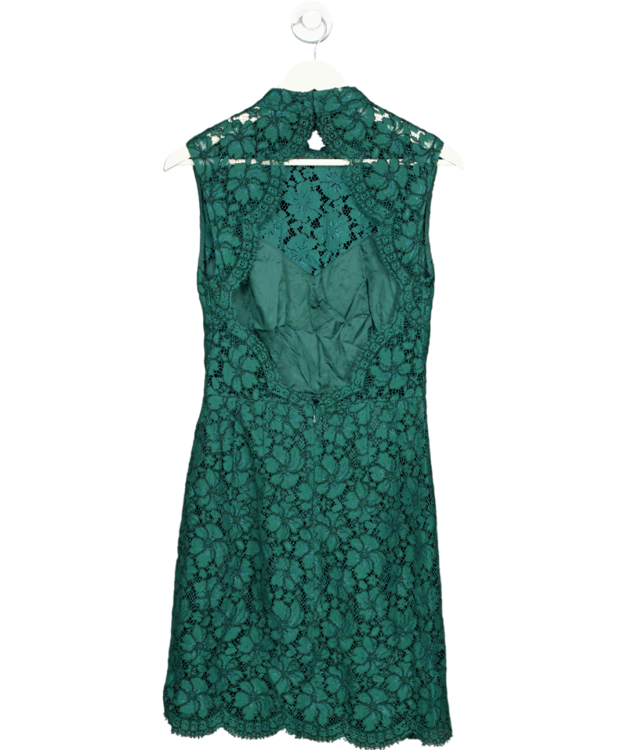 Sandro Green Lace High Neck Mini Dress UK S