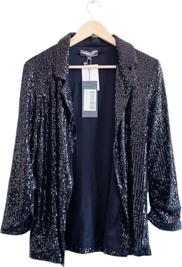 SOSANDAR Black Sequin Relaxed Fit Blazer UK 12