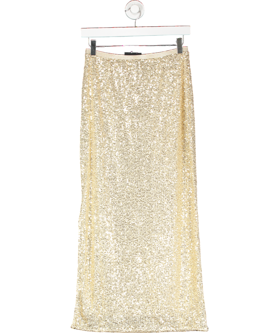 River Island Metallic Sequin Pull On Midi Skirt UK 6