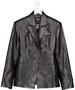 CISELÉS Black Buttery-soft Vegan Leather Hourglass Blazer UK S