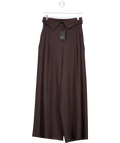 River Island Ri Studio Brown Fold Over Waist Wide Trousers UK 8