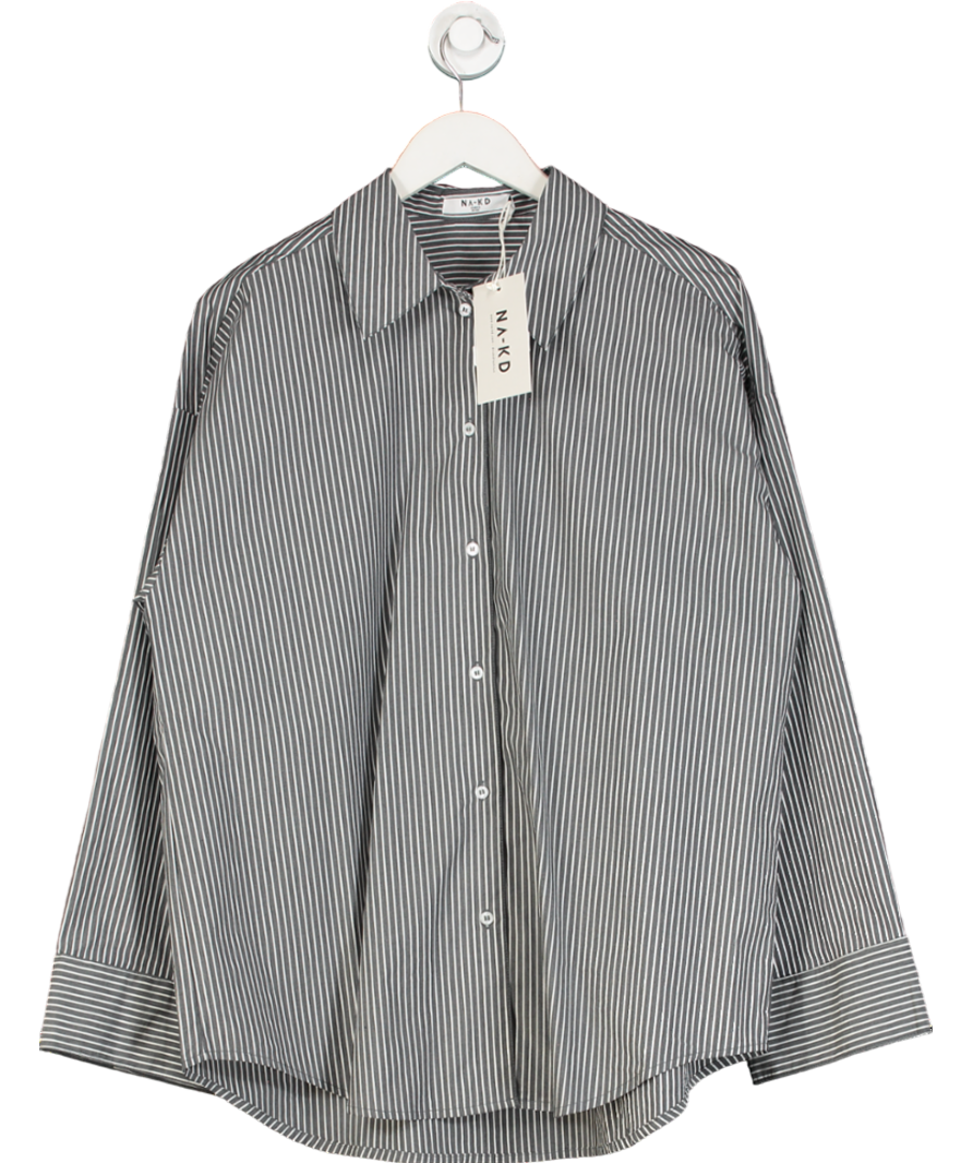 NA-KD Grey Oversized Cotton Shirt UK 8