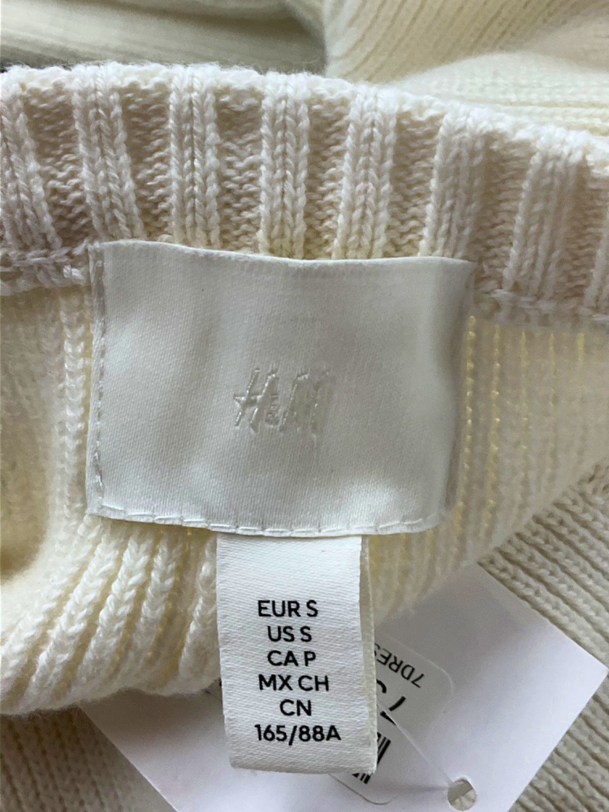 H&M White Ribbed Knit Dress UK S