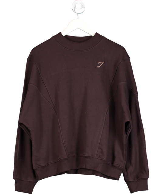 gymshark Brown Rest Day Cotton Contour Pullover UK M