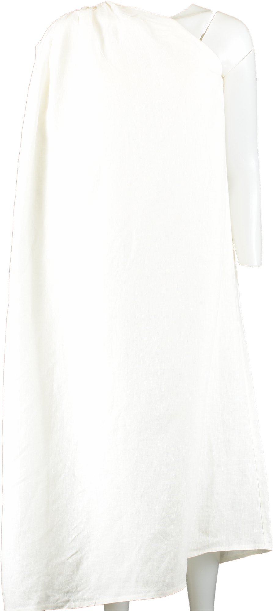 Piece of White Cream White Linen Asymmetric  Midi Dress UK XS