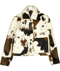 River Island Cream Faux Fur Cow Print Jacket UK 10