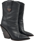 FENDI Black Grained Leather 'f"logo Cutwalk Western Boots UK 5 EU 38 👠