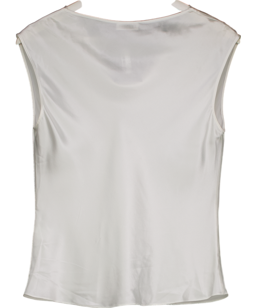 lilysilk Cream 100% Silk Charmeuse Cowl Neck Top UK 8