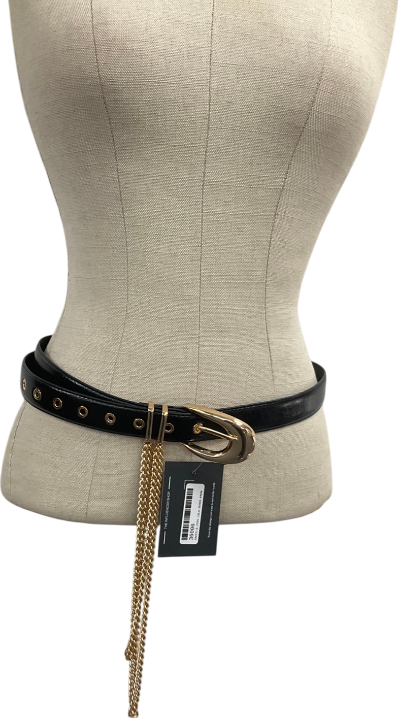 River Island Black Draped Chain Belt One Size