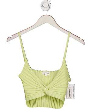 Superdown Lime Yellow Knitted Knot Front Cropped Cami Top UK M