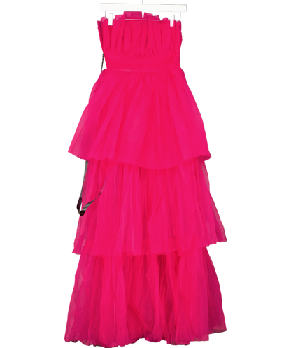 Lace & Beads Natalia Tulle Maxi Dress In Bright Pink UK 6